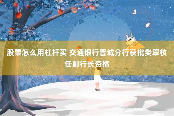 股票怎么用杠杆买 交通银行晋城分行获批樊翠枝任副行长资格