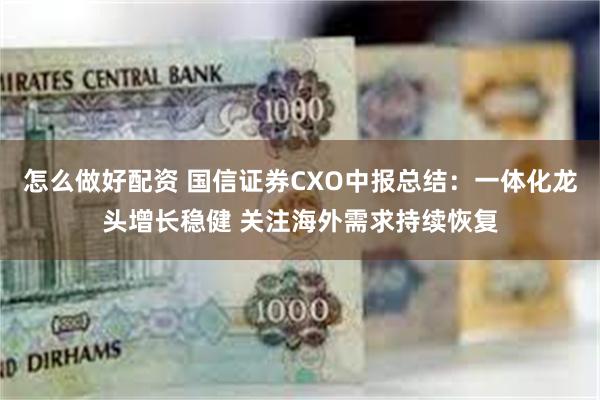 怎么做好配资 国信证券CXO中报总结：一体化龙头增长稳健 关注海外需求持续恢复