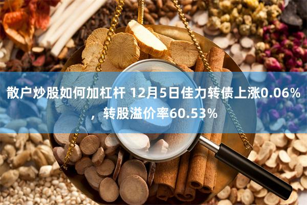 散户炒股如何加杠杆 12月5日佳力转债上涨0.06%，转股溢价率60.53%